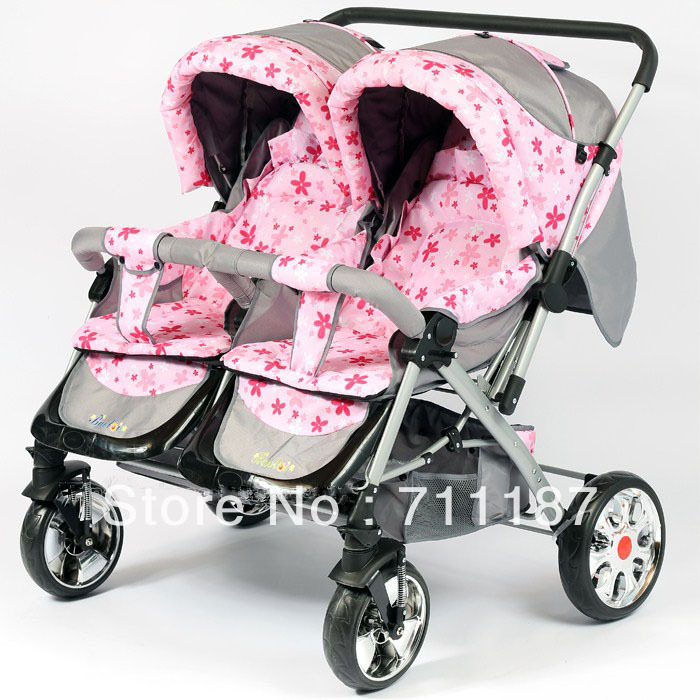 2013 Cheap Twins Pram Double Stroller Side Double Seat Car Beautiful Comfortable Twins Infant 