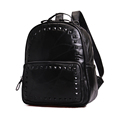 Korean Style Fashion Sheepskin Backpack Solid Color Patchwork Women Preppy Style Bag Designer Splicing Genuine Leather