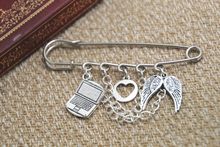 12pcs Supernatural inspired Sabriel themed charm with chain kilt pin brooch (50mm)