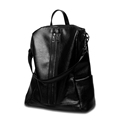 Trendy Double Row Zippers Daypack Genuine Leather Backpack Women Fashion Dual purpose Bag Lightweight Cowhide Hand