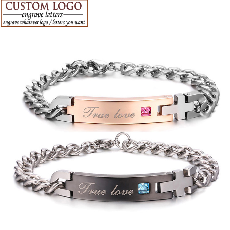Wholesale Titanium steel bracelet lovers bracelet Fashion Jewelry With Crystal Lover's braceltet free shippping OPB718