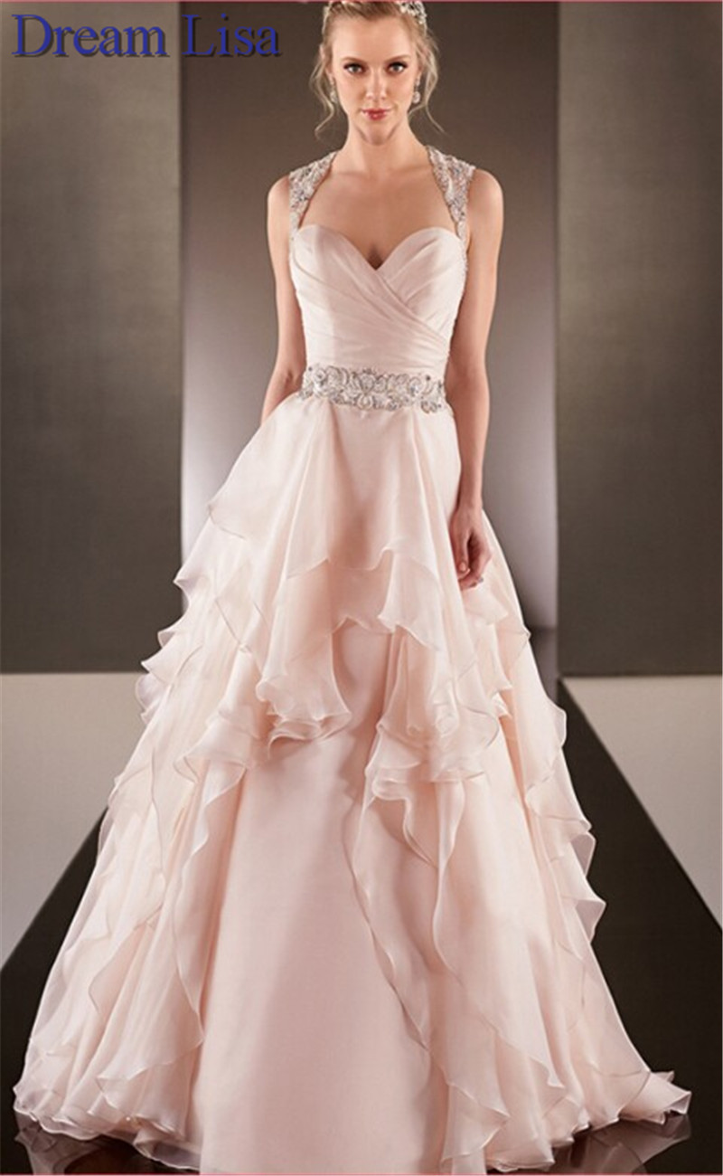 Peach-Colored-Wedding-Dresses-2015-A-Line-Sweetheart-Wedding-Gowns