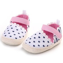 New Infant Baby Girls Shoes Striped Heart Printed Princess Shoes White Bottom Prewalkers 0-18M Free Shipping