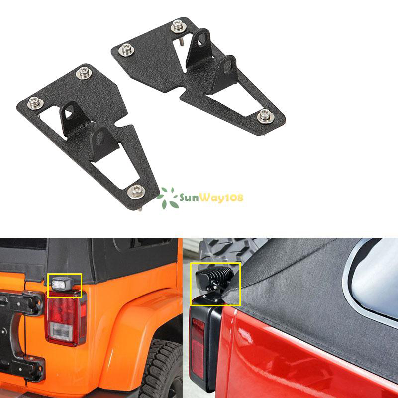 A pair of Black Aluminum Spotlight Tail Light Mounting Brackets For Jeep Wrangler JK 2007~2014 2 Door Unlimited 4 Door