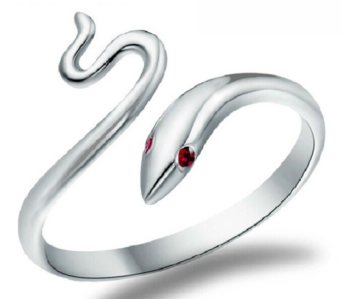 New Fashion cute cool Snake ruby 925 Sterling Silver fashion jewelry Open end Rings for women