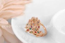 Free Shipping Amazing Price Austrian Crystal 18K Rose Gold Plated Drill Peacock Ring Nice For Women