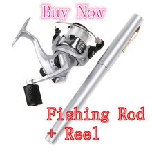 New 2014 Outdoor Fishing  Mini Aluminum Alloy Pocket Pen Fishing Rod Pole w/ Reel with Line Silver free shipping 2 PCS Set
