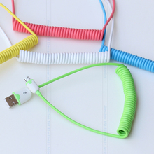 Retractable Coiled Micro Usb Data Charger Cables 4 Colors