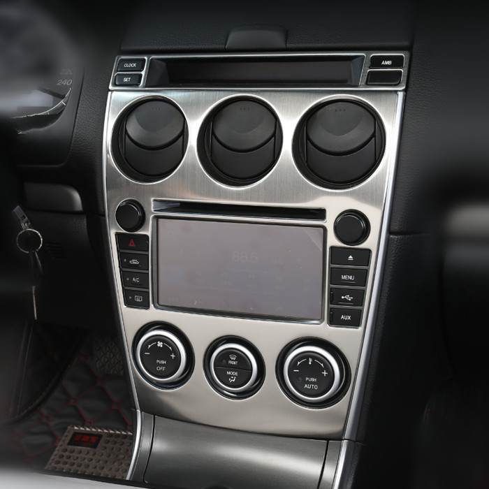 Car Air conditioning vent decorative frame center console decorative ring Stainless steel trim 2pcs for Mazda