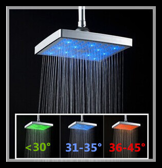 Led head shower rain shower Color Changing Rainfall LED Shower Head 3 color change Bathroom Water Saving Shower