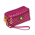 Multilayer Dot Canvas Coin Purse Key Phone Wallet Storage Bag Girls Women Money Bag For Party