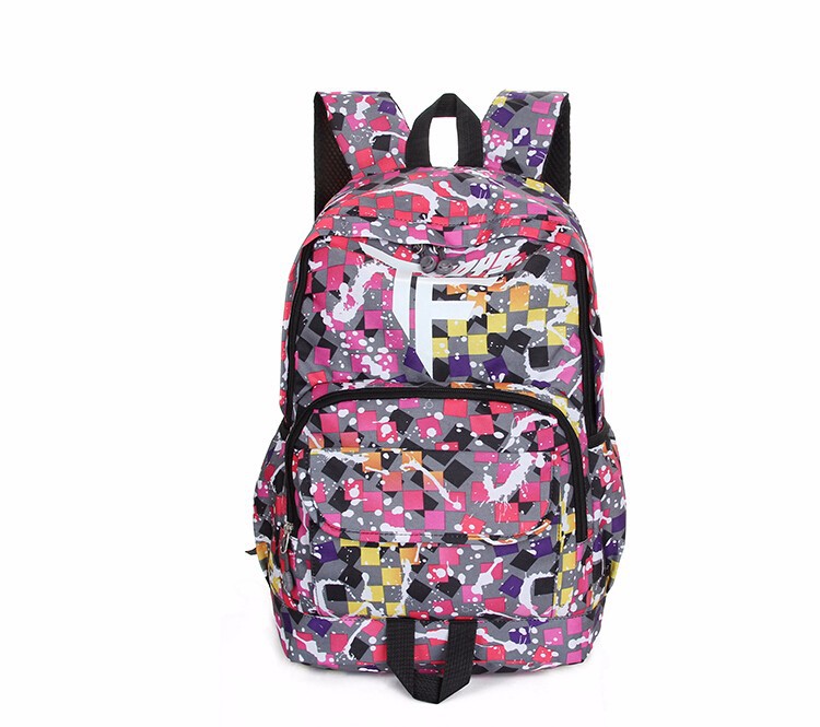 Fashion grid shape women nylon backpack girl school bag Casual Travel bags (11)