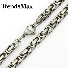 18 36inch 5mm Boys Steel Chain Gold Plated Chain Byzantine Box Stainless Steel Mens Necklace Jewelry