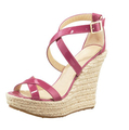 Made to order Peach Red Wedges High Heels Custom Made Handmade Ladies Shoes Ankle Back Strap