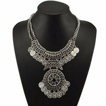 Fashion Collier Femme 2016 Women Bohemian Vintage Maxi Necklace Collar Bijoux Ethnic jewelry Tassel Coin Statement