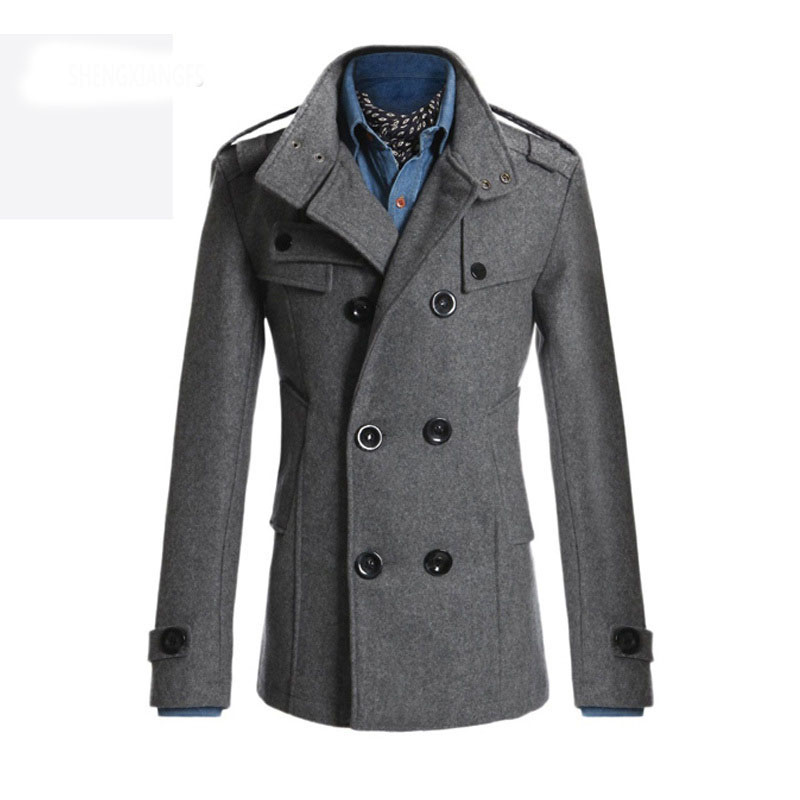 Buy New Style 2015 Winter Casual Double Breasted Coat Men Stand ...