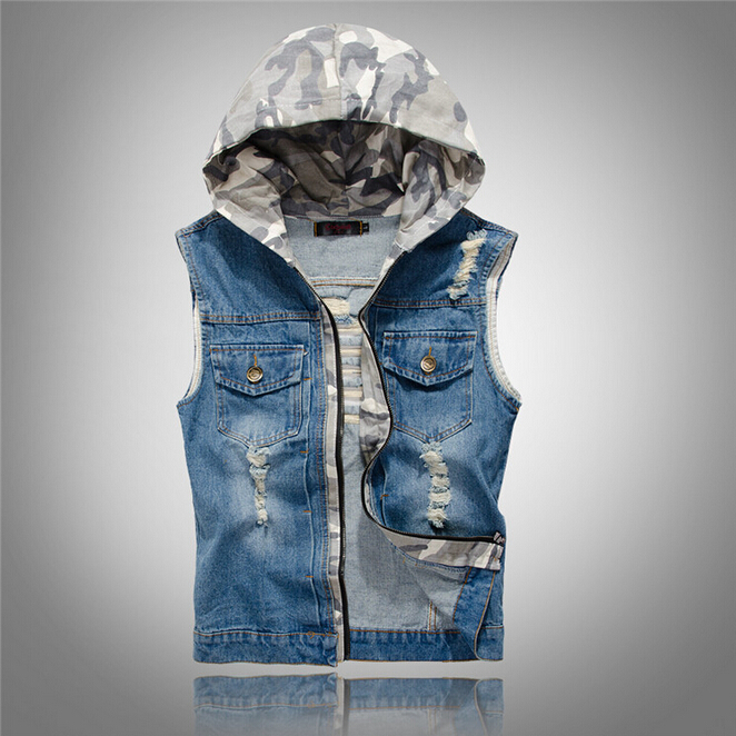 Men's Denim Vest 2015 New Brand Jeans Vests Men Slim Fit Mens