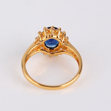 New 24K Gold Plating Finger Rings Sapphire Swiss Cubic Zirconia Band Anniversary Rings For Women Wholesale