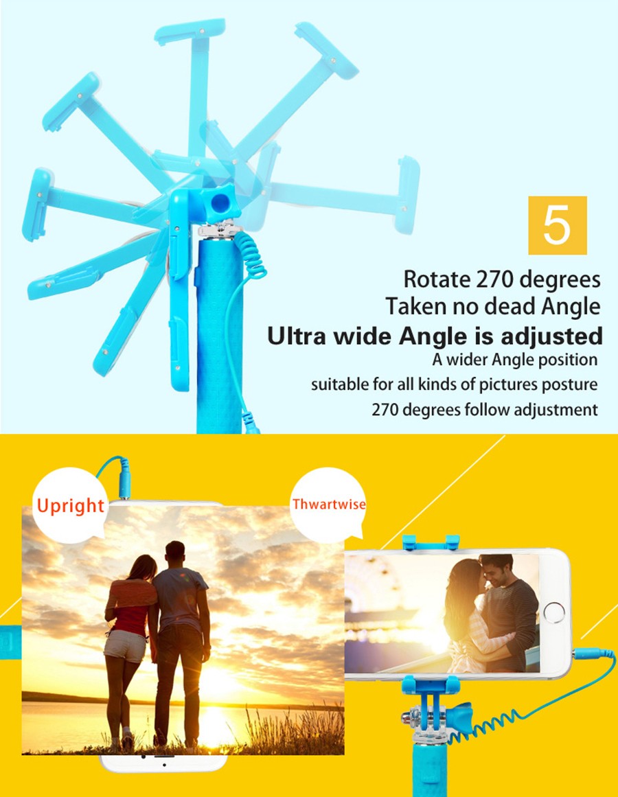 14 Universal Mini Selfie Stick RK-mini3 Monopod for iPhone Samsung For Gopro Wired Handheld Extendable Selfie Stick Pocket Gift