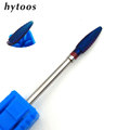 HYTOOS Blue Tungsten Carbide Burrs Nano Coating Nail Drill Bit Manicure Pedicure Tools Nail Drill Accessories
