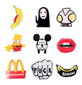 Japan Harajuku Acrylic Brooch Pin Ultraman Banana Chips Scrawl Sexy Lips Simpson Fashion Jewelry Accessory 2016