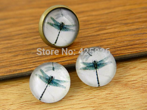 Hot Sale 10pcs 12mm Handmade Photo Glass Cabochons (Dragonfly)  HD-12127  Free Shipping