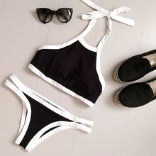 Summer Tank Top Halter Tankini Sexy Bikini 2016 Colorblock Bathing Suit 2 pcs Swimming Suit For Women Bikinis Swimwear Biquini