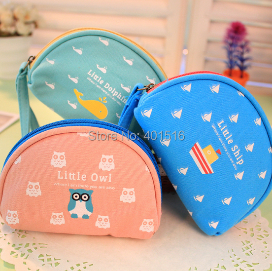 2014 New Korea Style Canvas Oval Cute Happy Family Purse / Coin Bag