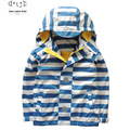 2016 autumn boys brand outdoor jackets waterproof children clothing kids hooded striped printed coat high quality