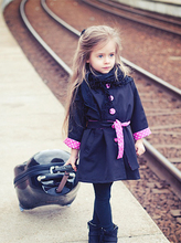 New Kid Children Girl Fashion Vogue Trench Bowknot Outwear Long Sleeve Button Polka Parka Jacket Coat