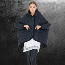 High Quality Fashion Designer 2015 New Luxury European Style Women’s Winter Down Parka Jacket Light Memory Fabric Cloak Parka
