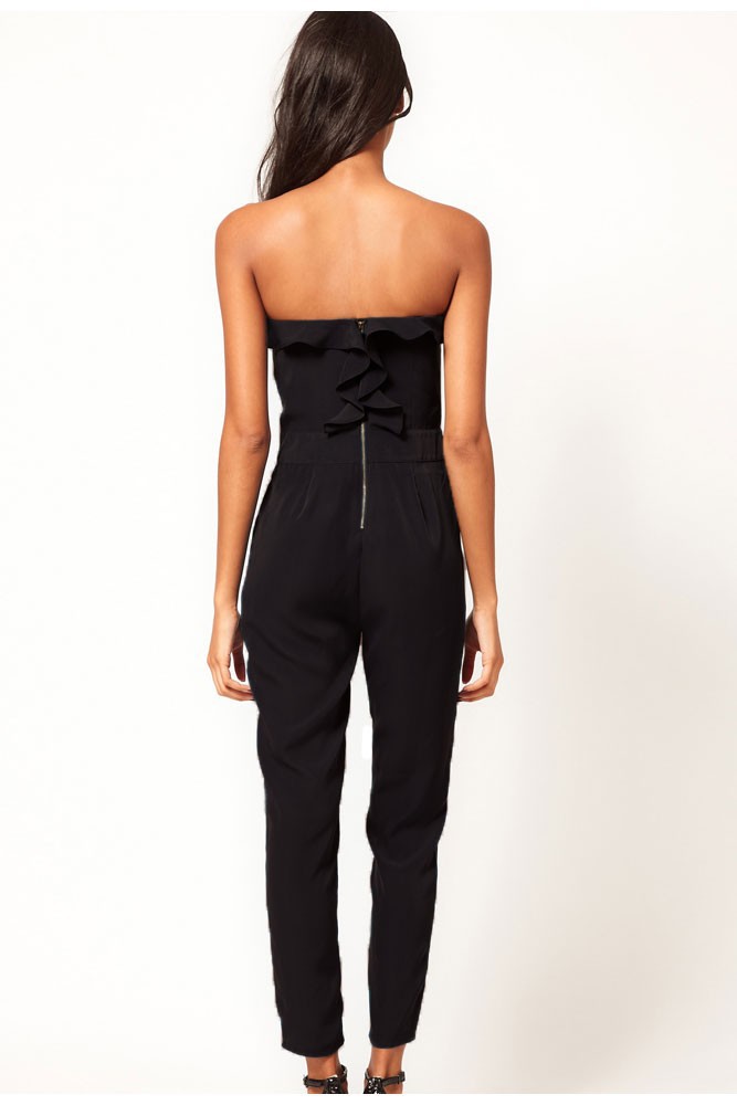Black-Bandeau-Jumpsuit-with-Frill-Front-LC6225-2-2