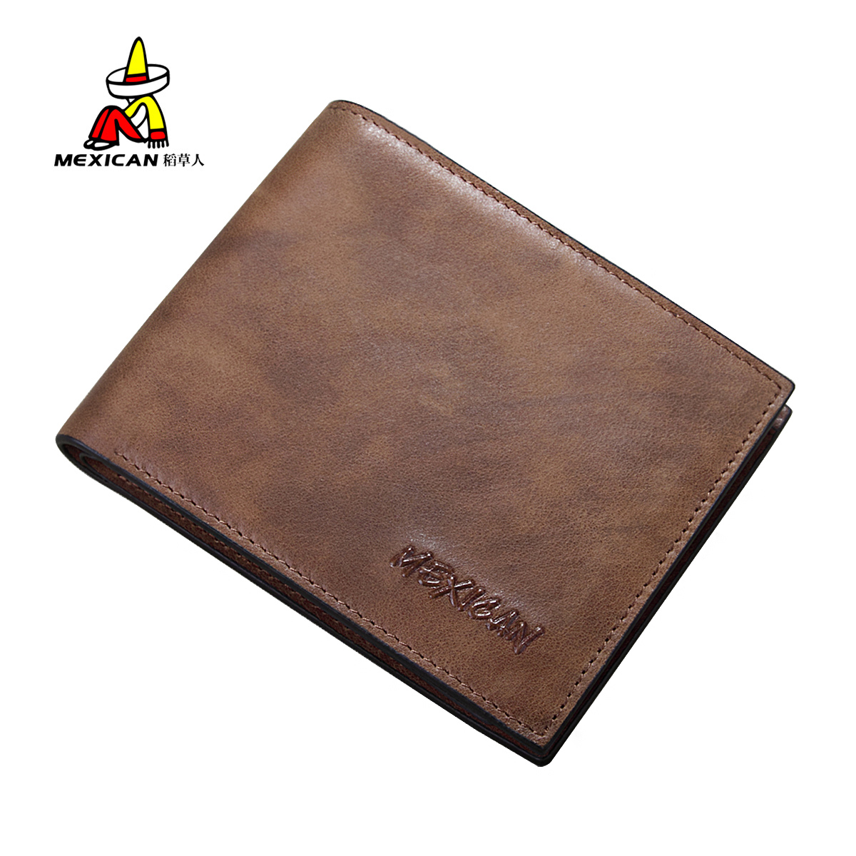 New men   cowhide male  fashionable casual  cowhide folder short design genuine leather money clip  wallet
