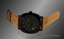 2015 Hot sell fashion men quartz military outdoor sport climbing brown leather strap noctilucous wristwatchFree shipping