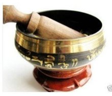 tibet brass 6 mantra words buddhism singing bowl free shipping