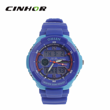 Ohsen AD1136 del deporte de hombre analógico + Digital de pulsera de cuarzo – Deep Blue + azul claro ( 1 x CR-2025 )