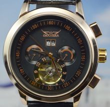 Jargar 6 aguja macho totalmente automático tourbillon mens relojes mecánicos del reloj j254