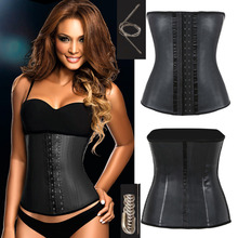 factory wholesale LATEX Smooth Black Steel Boned Sport Waist Trainer Cincher Corset Bustier Size XS-3XL Free shipping