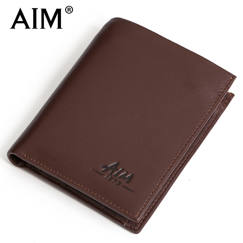 AIM new men's leather wallet a short vertical driving license Metrosexual wallet purse.