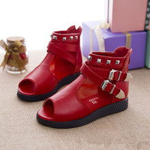 2016 summer the new fashion zipper children sandals hollow out fish net mouth lovely of girls