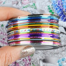 New Popular 30 Mix Color Metallic Yarn Line Rolls Striping Tape Nail Art Beauty Decoration Sticker
