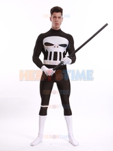 Black and White Punisher Costume Spandex Adult Halloween Cosplay Superhero Costumes Hot sale Show Zentai Suit