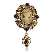 New Rhinestone brooch pins Darkish Gold Plated broche Basic Mannequin Magnificence Head Brooches For Girls danbihuabi