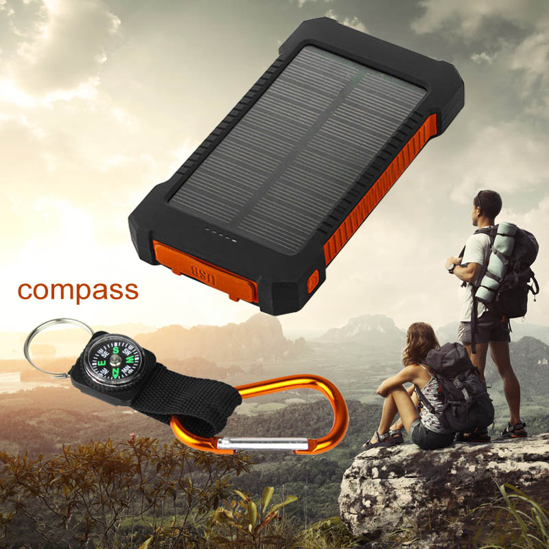 New Solar Power Bank 10000mAh Dual USB Portable Solar Battery Mobile Charger Powerbank with LED light Compass for iphone xiaomi New Solar Power Bank 10000mAh Dual USB Portable Solar Battery Mobile Charger Powerbank with LED light Compass for iphone xiaomi