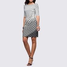 New Tartan Women Elegant Summer Sale The Neck Tunic Dress To Work Business Casual Party Sheath Pencil Dress 2184