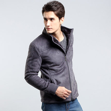 Hot-selling 2014 Plus Size Fleece Suedette Jacket coat Men Copy Deerskin Wadded Coat Men Winter Jacket