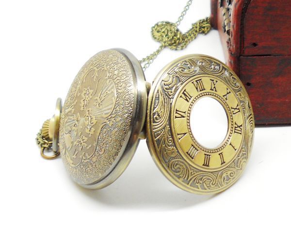 Fashion leisure The new table size side Rome double time display retro Necklace pocket watch Factory