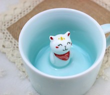 Free Shipping Handmade Mini Lovers Cat Ceramic Coffee Cup