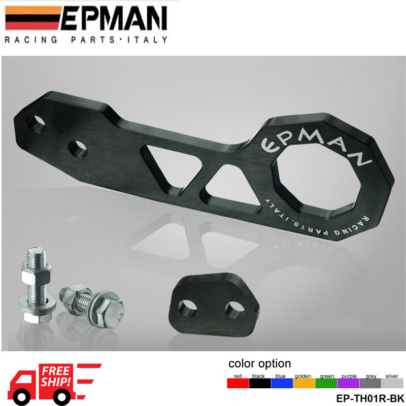 Racing Rear Tow Hook FIT FOR HONDA CIVIC Integra RSX with EPMAN logo eight  Color Option (Default color is Black) EP-TH01R-FS