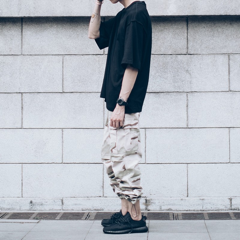 2021 Wholesale Camouflage Cargo Pants Men Draw String Leg Opening Casual Mens Pants Camo Denim